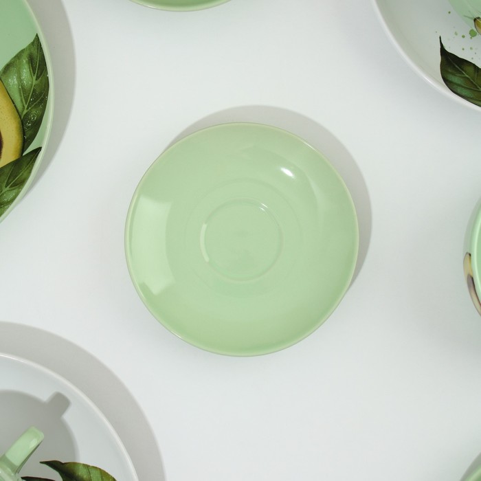 Набор посуды из керамики на 4 персоны «Авокадо», 16 предметов: 4 тарелки 23 см, 4 миски 14.5 см, 4 кружки 250 мл, 4 блюдца 15 см - фото 1926935055