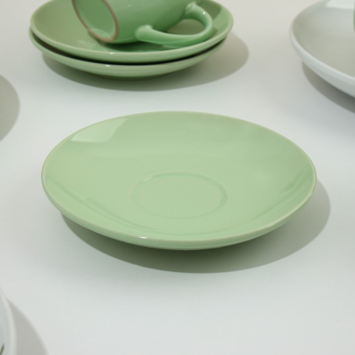 Набор посуды из керамики на 4 персоны «Авокадо», 16 предметов: 4 тарелки 23 см, 4 миски 14.5 см, 4 кружки 250 мл, 4 блюдца 15 см - фото 1926935056