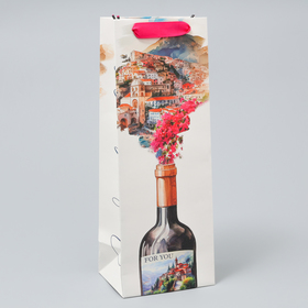 Пакет подарочный под бутылку, упаковка, Wonderful life, 36 х 13 х 10 см