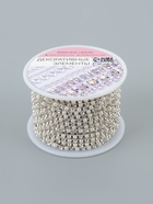 Цепь со стразами и жемчугом, металл, пластик, стекло, 2.5 мм, 9±1 м, цвет серебряный - Фото 5