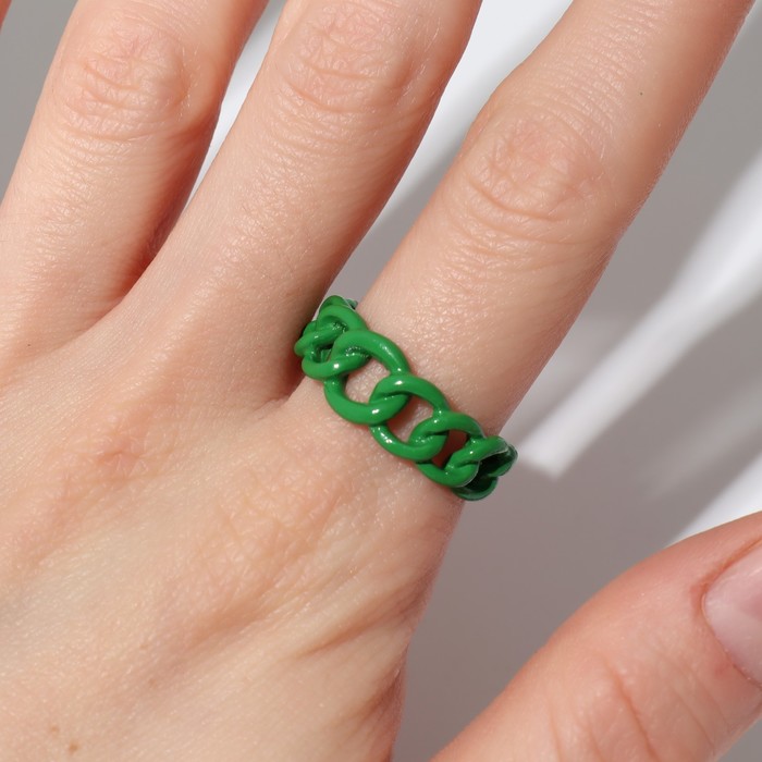 Кольцо Amore цепь, цвет зелёный