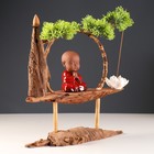 Сувенир дерево, фарфор "Маленький Будда в красном" с подставкой для благовонии 35х35х9,5 см - Фото 3
