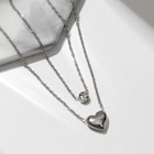 Кулон XUPING двойной, сердце, цвет белый в серебре, 40 см - фото 11766566