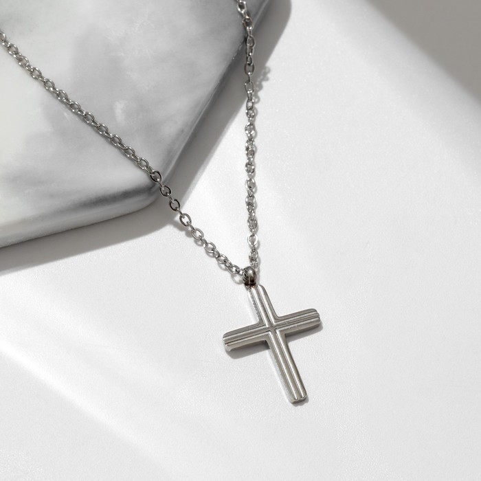 Кулон XUPING крестик утончённый, цвет серебро, 40 см - Фото 1