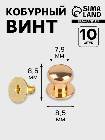 Кобурный винт d=7.9/8.5×8.5 мм, 10 шт., цвет золотой