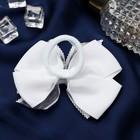 Резинка для волос бант "Школьница" розовая паутинка, 10 см, белый (комплект 6 шт) - фото 23388995