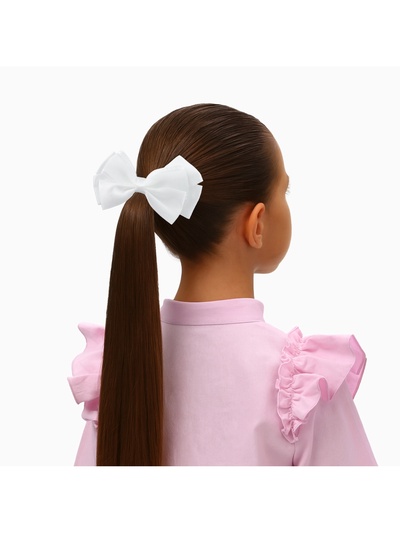 Бант для волос на резинке «Школьница», блеск галант, 8×4 см, белый