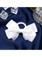 Бант для волос на резинке «Школьница», блеск галант, 8×4 см, белый - Фото 3