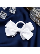 Бант для волос на резинке «Школьница», блеск галант, 8×4 см, белый - Фото 4