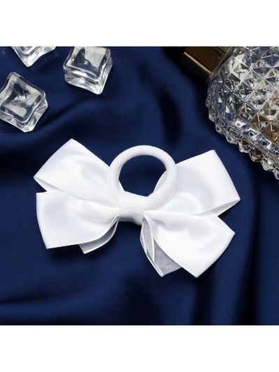 Бант для волос на резинке «Школьница», блеск галант, 8×4 см, белый