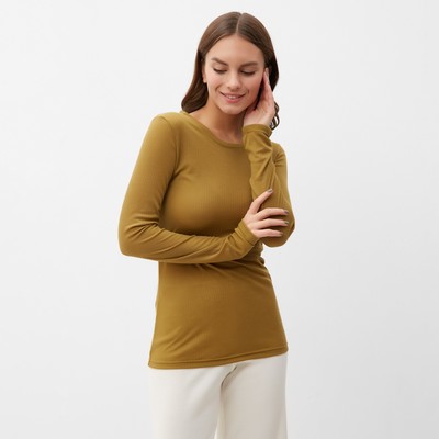 Лонгслив женский KAFTAN: Basic line, тёмно-оливковый, размер 50-52