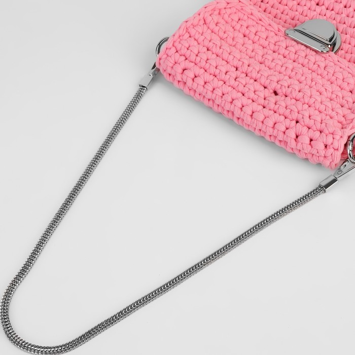 Цепочка для сумки с карабинами плетение косичка 0,6*60см металл серебряный АУ