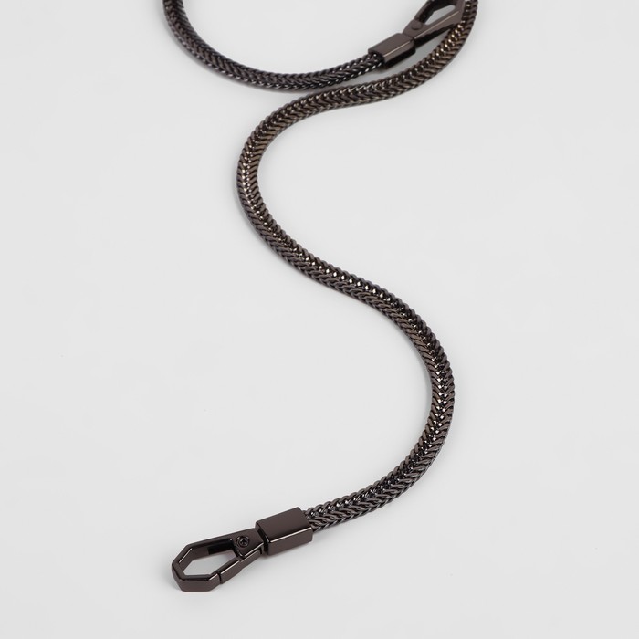 Цепочка для сумки с карабинами плетение косичка 0,6*60см металл чёрный никель АУ
