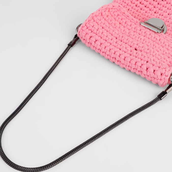 Цепочка для сумки с карабинами плетение косичка 0,6*60см металл чёрный никель АУ