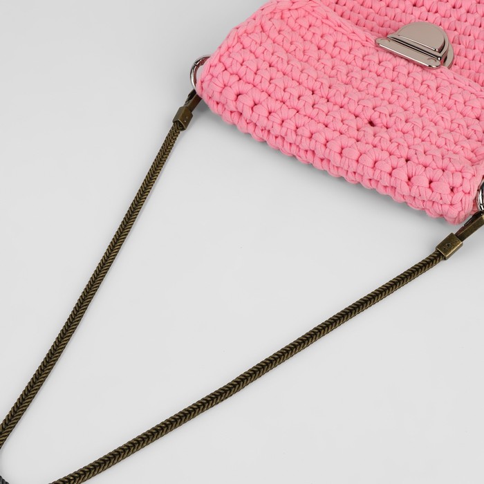 Цепочка для сумки с карабинами плетение косичка 0,6*60см металл бронзовый АУ