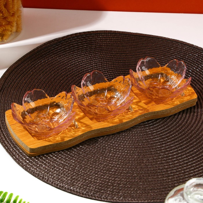 Набор соусников на подставке «Сакура», 3 шт - Фото 1