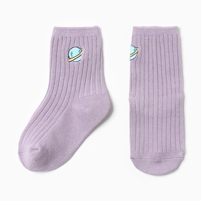 Носки детские MINAKU "Планета", цвет фиолетовый , размер 11-15 см