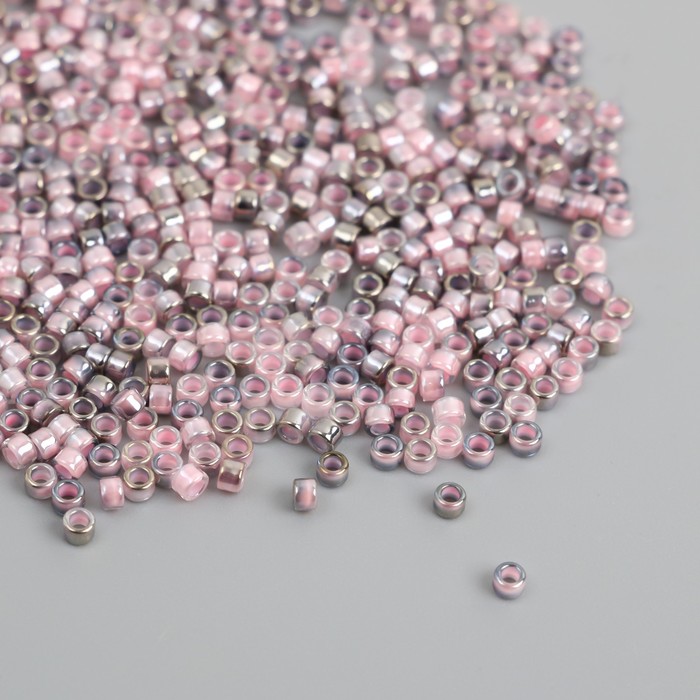 Бисер стекло  9/0 "Цилиндры. Розовый" двухцветный, не выцветает 450 гр - Фото 1