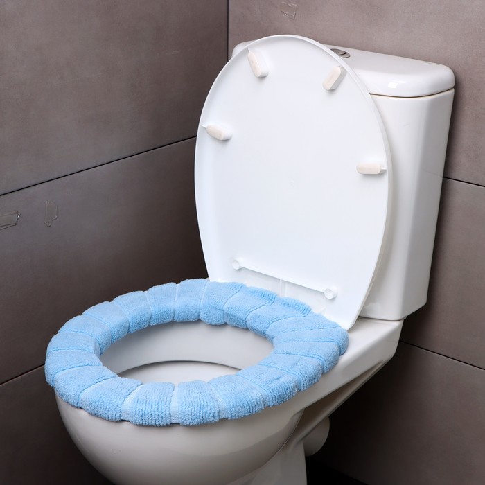 Мягкий чехол накладка на крышку и сиденье унитаза (голубая) - Фото 1