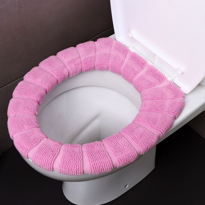 Мягкий чехол накладка на крышку и сиденье унитаза (розовая) - фото 1906513387