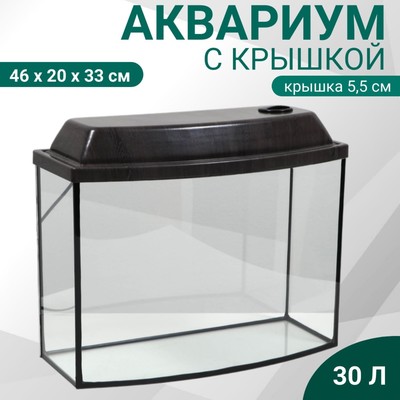 Аквариум «Телевизор» с крышкой, 30 литров, 46×20×33/38 см, венге