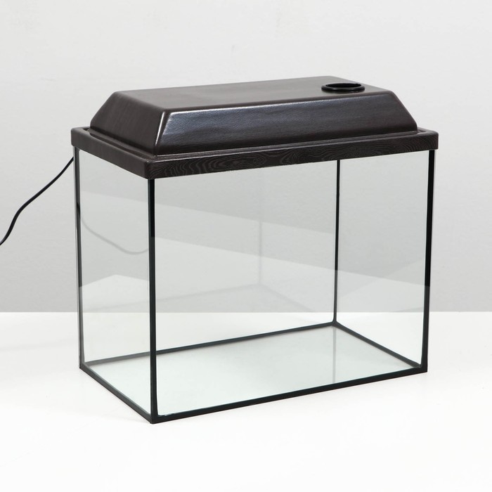 Аквариум прямоугольный с крышкой, 30 литров, 40 х 23 х 32/37 см, венге - Фото 1