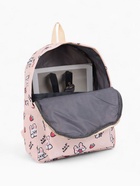 Рюкзак школьный из текстиля на молнии, 3 кармана, размер 28×12.5×37 см, бежевый/розовый 9853322