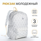 Рюкзак школьный из текстиля на молнии, 3 кармана, цвет серый - фото 321714702