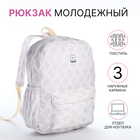 Рюкзак школьный из текстиля на молнии, 3 кармана, цвет сиреневый - фото 321714704