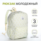 Рюкзак школьный из текстиля на молнии, 3 кармана, цвет зелёный - фото 321714706