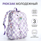 Рюкзак школьный из текстиля на молнии, 3 кармана, цвет сиреневый - фото 3109686