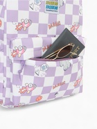 Рюкзак школьный на молнии, с карманами, в клетку, размер 28×11.5×40 см, сиреневый - фото 52291495