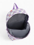 Рюкзак школьный на молнии, с карманами, в клетку, размер 28×11.5×40 см, сиреневый - фото 52291496