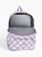 Рюкзак школьный на молнии, с карманами, в клетку, размер 28×11.5×40 см, сиреневый - фото 52291497