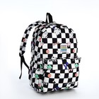 Рюкзак школьный из текстиля на молнии, 3 кармана, цвет чёрный - фото 320775950