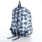 Рюкзак школьный из текстиля на молнии, 3 кармана, цвет синий - фото 11076512