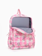 Рюкзак школьный на молнии, с карманами, с принтом, размер 28.5×12×41 см, розовый - Фото 8