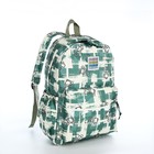 Рюкзак школьный из текстиля на молнии, 3 кармана, цвет зелёный - фото 109497542