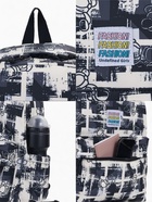 Рюкзак школьный на молнии, с карманами, с принтом, 28.5×12×41 см, чёрный - Фото 2