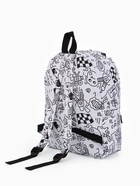 Рюкзак школьный из текстиля на молнии, 3 кармана, 28×12.5×37 см, белый - Фото 3