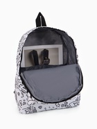 Рюкзак школьный из текстиля на молнии, 3 кармана, размер 28×12.5×37 см, белый/чёрный 9853342