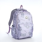 Рюкзак школьный из текстиля на молнии, 4 кармана, цвет сиреневый - фото 109466944