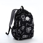Рюкзак школьный из текстиля на молнии, 4 кармана, цвет чёрный - фото 320775970
