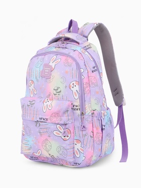 Рюкзак школьный на молнии, с 2 отделами, с карманами, размер 30×15×44 см, сиреневый