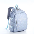 Рюкзак школьный из текстиля 2 отдела на молнии, 4 кармана, цвет голубой - фото 109466976