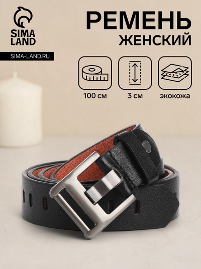 Ремень женский с винтом, 100×3 см, пряжка металл, серебристая, чёрный