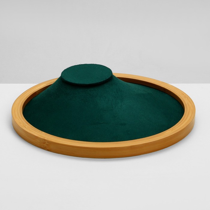 Бюст на подставке «Стиль», прямоугольное основание, 13 полос для колец, дерево, 30×30×4 см, цвет зелёный - фото 1902122831