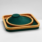 Бюст на подставке «Стиль», прямоугольное основание, 13 полос для колец, дерево, 30×30×4 см, цвет зелёный - фото 23364010