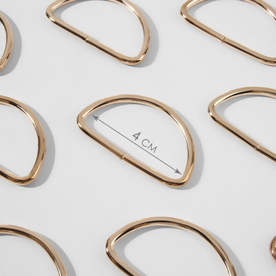 Полукольцо для сумок, d=40 мм, толщина - 3 мм, 10 шт., цвет золотой