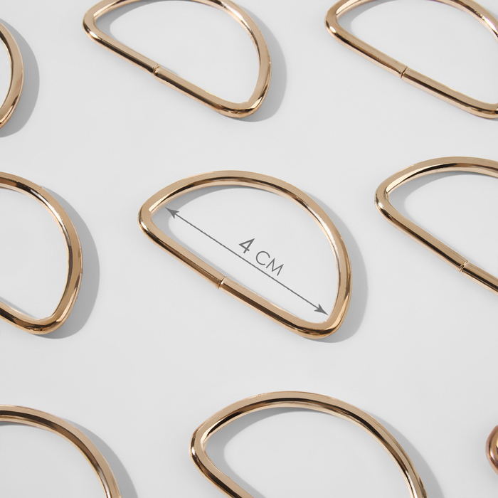 Полукольцо для сумок, d=40 мм, толщина - 3 мм, 10 шт., цвет золотой - Фото 1